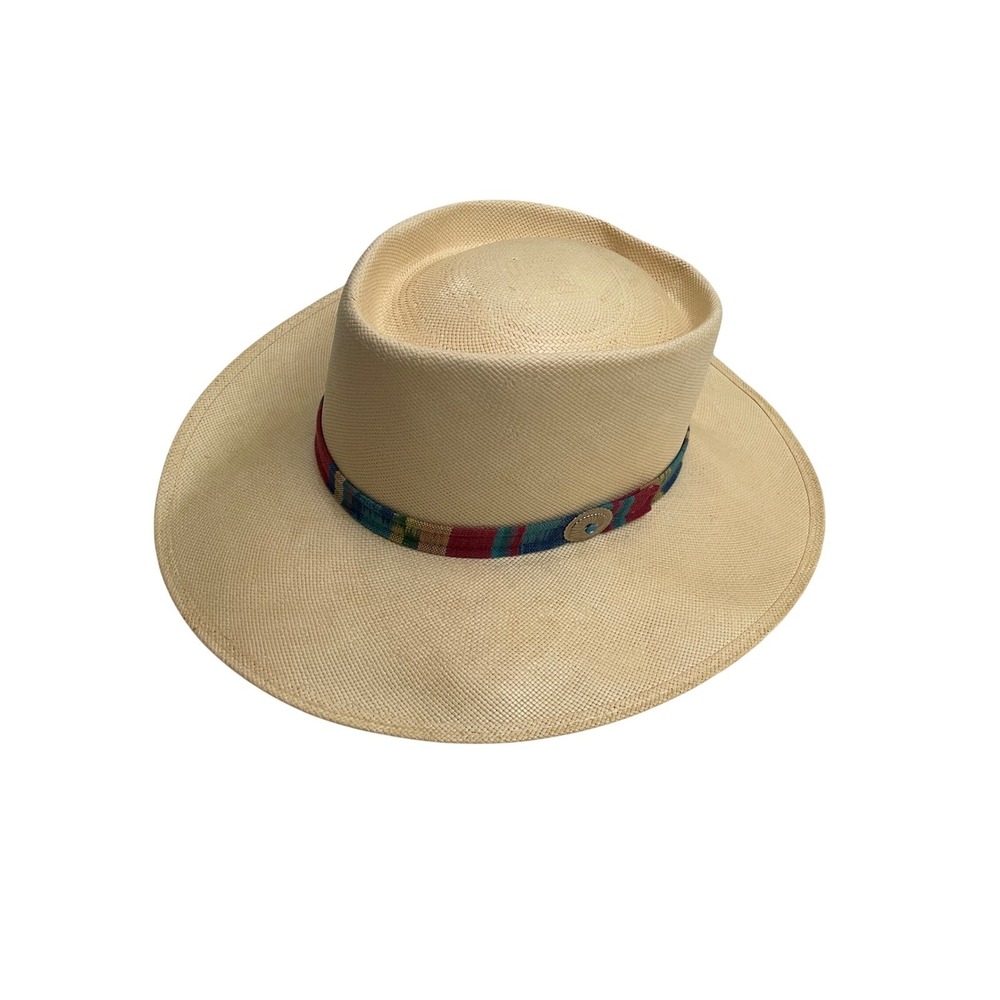 Stetson Tropic Panama Hat Mens 7 Natural Shantung Straw Western‎ Concho Band